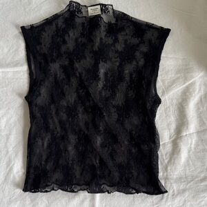 Abercrombie & Fitch Sheer Black Lace Sleeveless Top